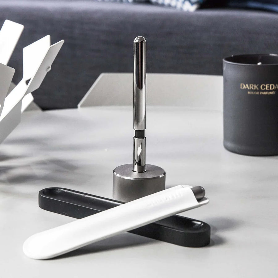 Stilform Leather Pouch revealing its minimalist designed for Stilform pens.