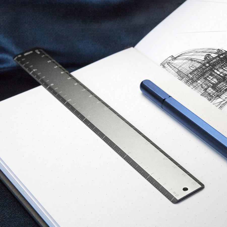 Stilform Aluminium Ruler in Warp Black finish, highlighting its sleek lines